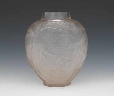 Appraisal: R Lalique Archers Vase French First Half th Century Clear