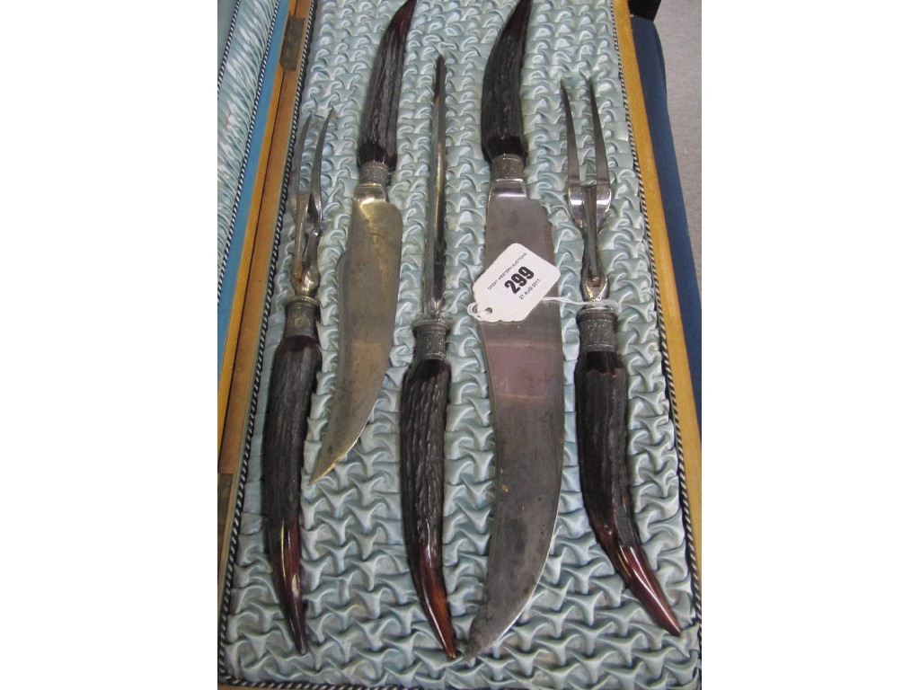 Appraisal: Cased five piece carving set