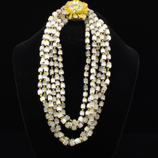 Appraisal: Multi-strand Yellow Frosted Glass Beaded Necklace