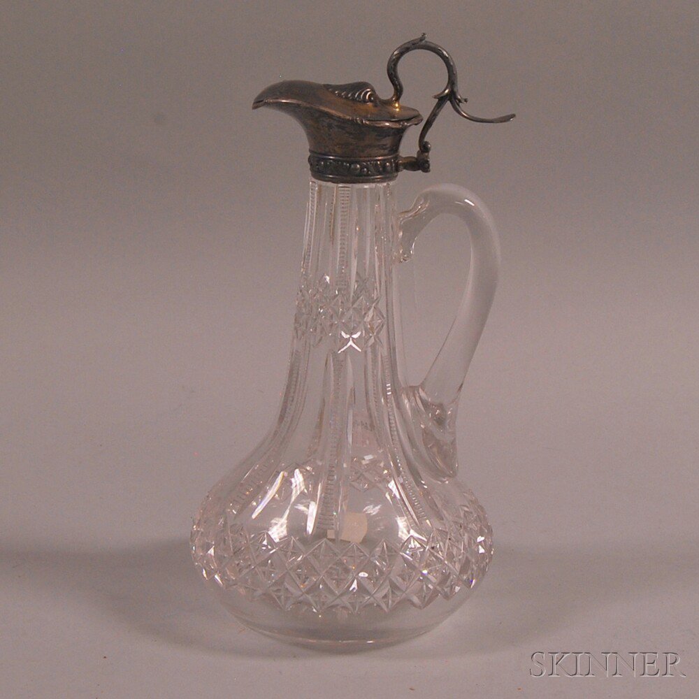 Appraisal: Gorham Sterling Silver-mounted Colorless Cut Glass Wine Ewer no S