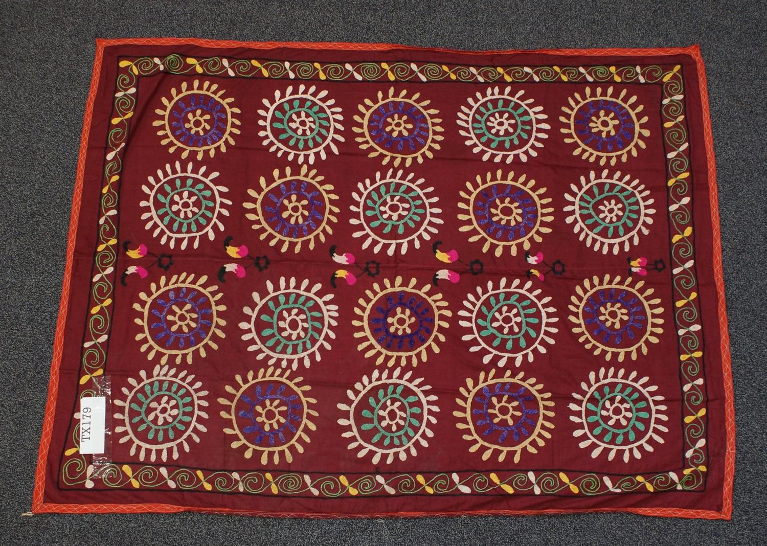 Appraisal: Suzani th th Century Central Asia silk and cotton one