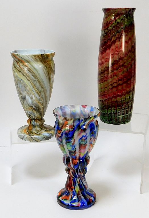 Appraisal: PC Rindskopf Welz Bohemian Art Glass Vases Bohemia th Century