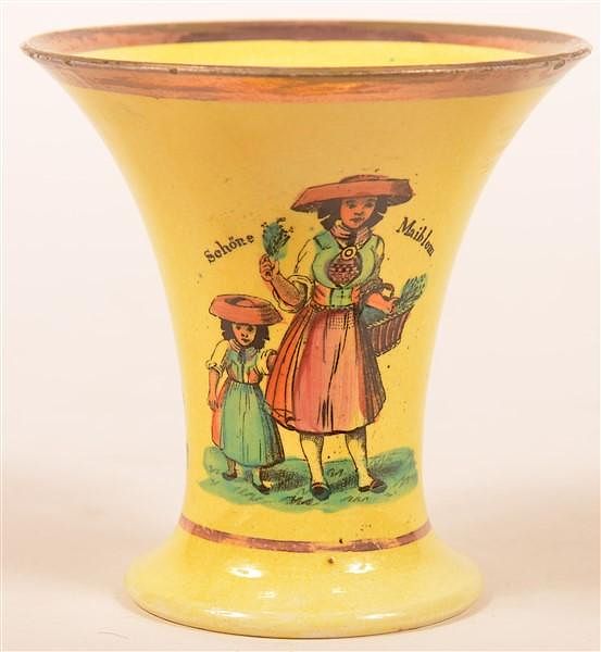 Appraisal: Canary Yellow Lustre Hard Paste Spill Vase Canary Yellow Lustre