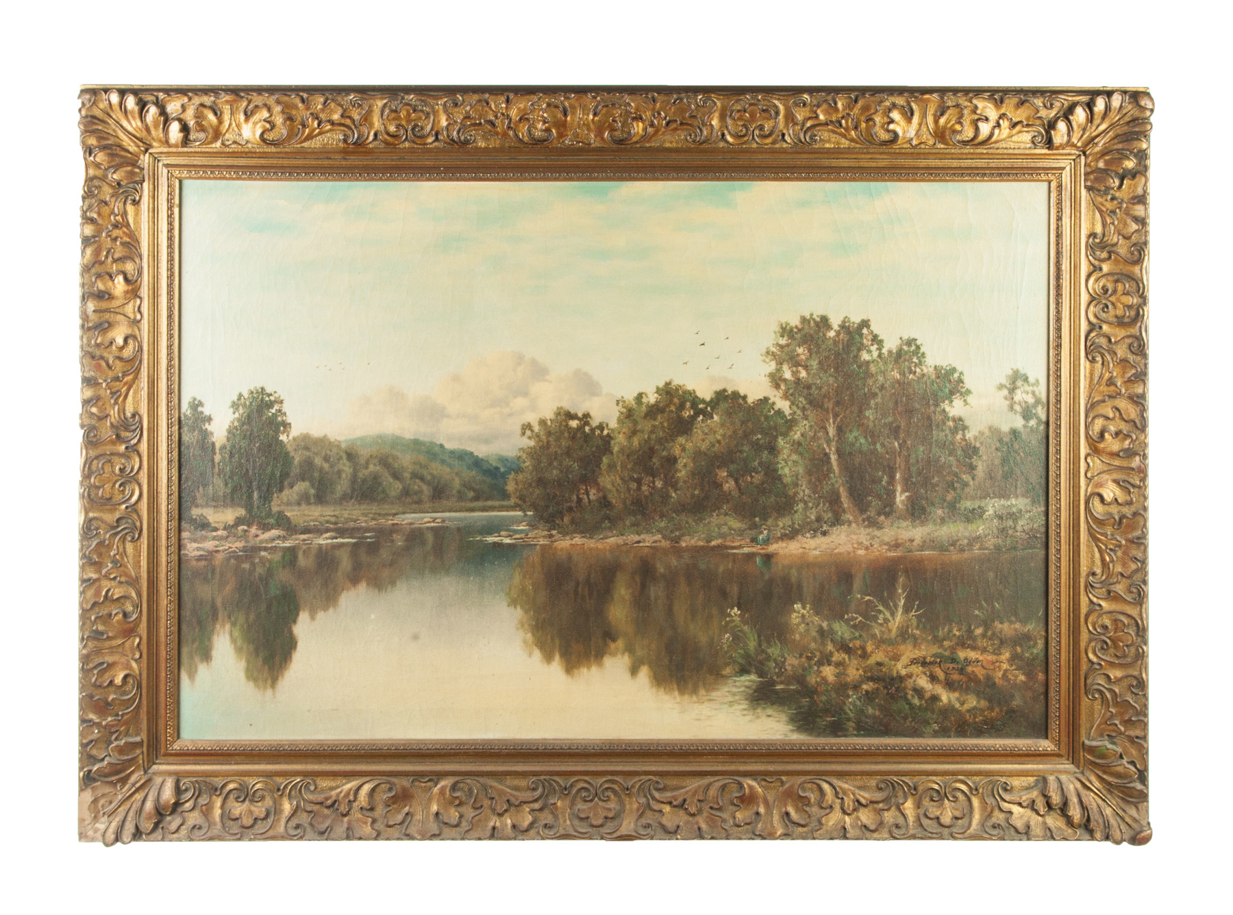 Appraisal: FRAMED OIL ON CANVAS RIVER SCAPE SIGNED FREDERICK D OGDEN