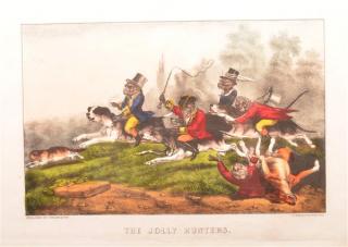 Appraisal: Two Unframed Currier Ives Lithographs st The Jolly Hunters hand