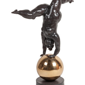 Appraisal: Gene Adcock American - Woman and Ball Bronze signed Adcock