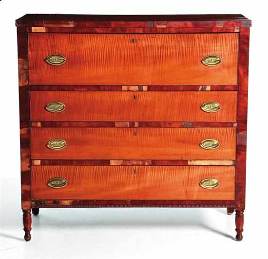 Appraisal: Late Federal mahogany and tiger maple chest of drawers second