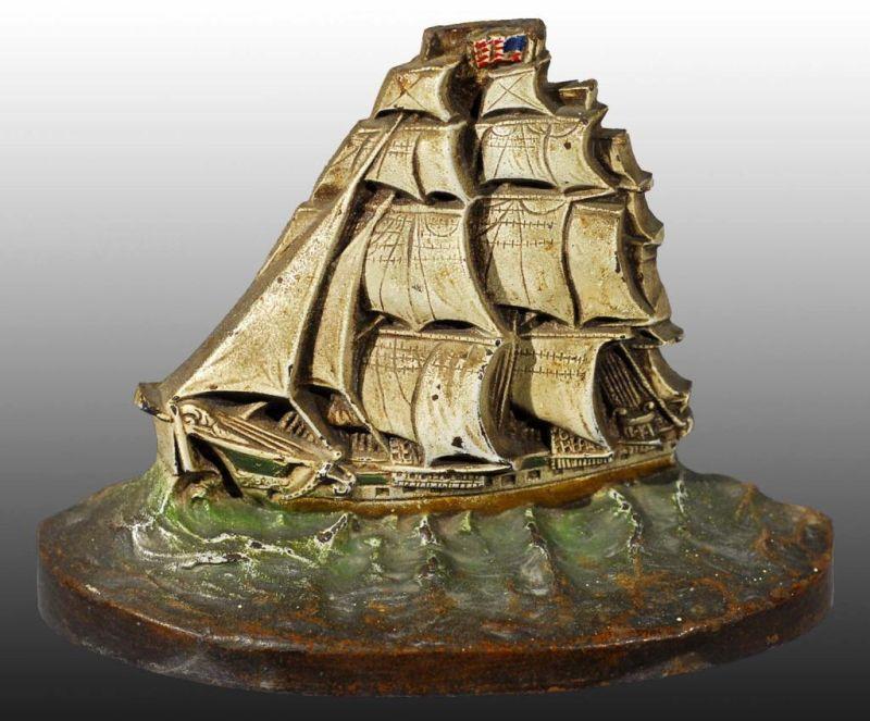 Appraisal: Cast Iron Clipper Ship Doorstop Description Made by cjo Judd