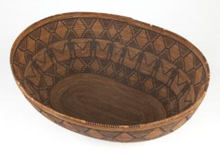 Appraisal: A Yokuts polychrome friendship basket Early th century a coiled