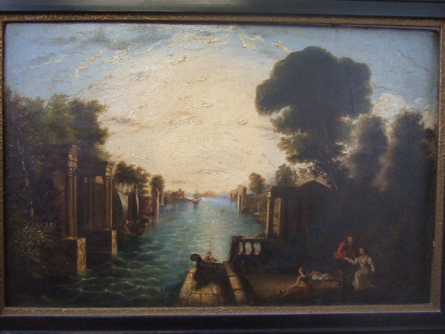 Appraisal: G Willcock th century Figures in a classical river landscape