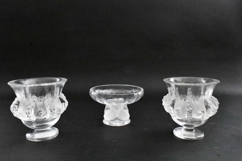 Appraisal: THREE LALIQUE GLASS BOWLSModern Each signed in script Lalique France