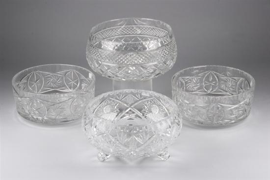 Appraisal: FOUR CUT CRYSTAL BOWLS Including pair and two singles one