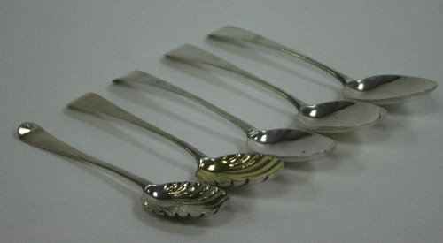 Appraisal: Five th Century silver table spoons various approximately gm