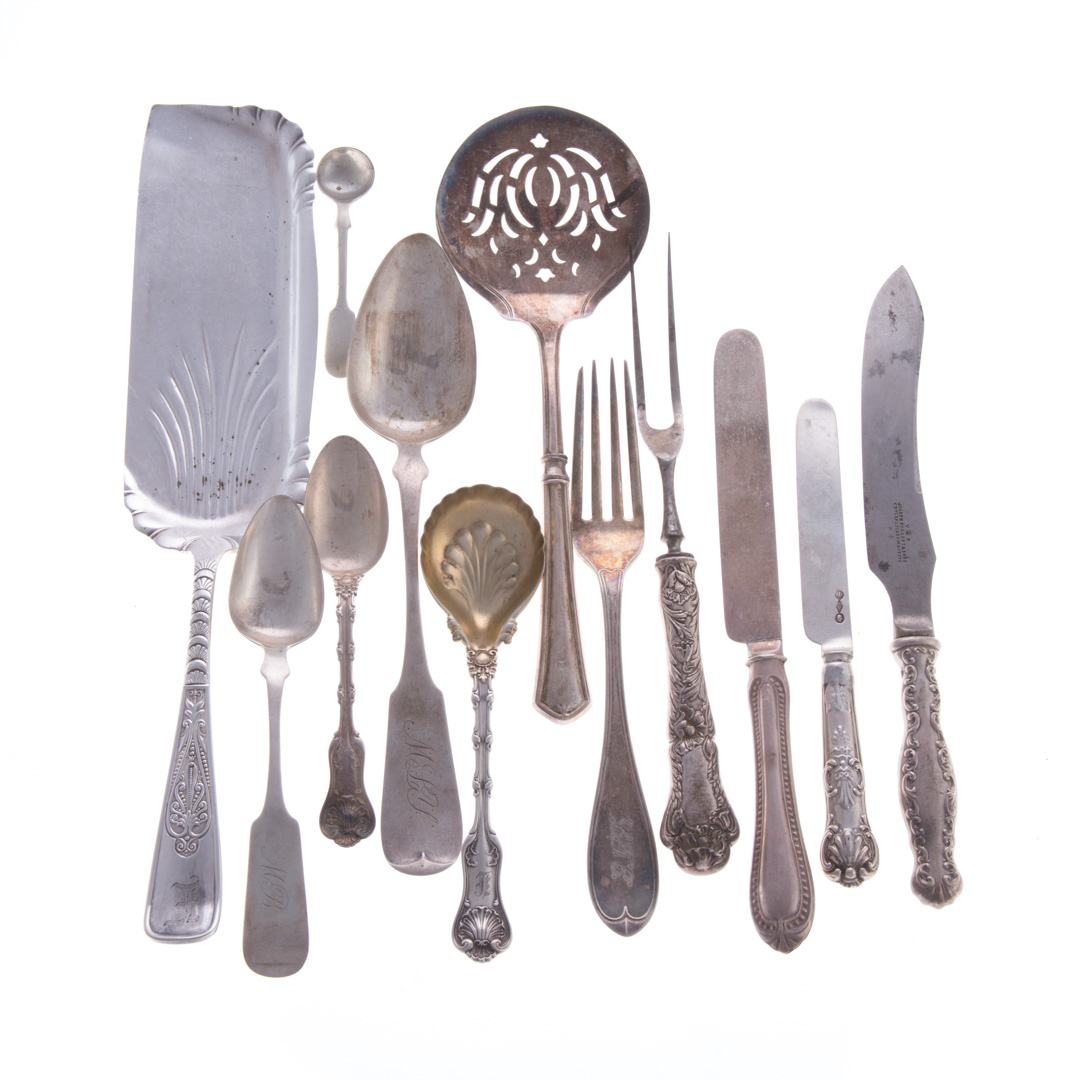 Appraisal: Collection of sterling and coin silver flatware pieces comprising Whiting