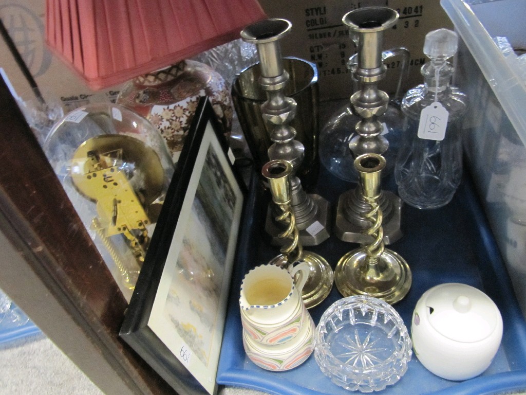 Appraisal: Lot comprising a tray of assorted glassware candlesticks a cased