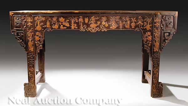 Appraisal: An Antique Chinese Carved Hardwood Altar Table paneled top skirt