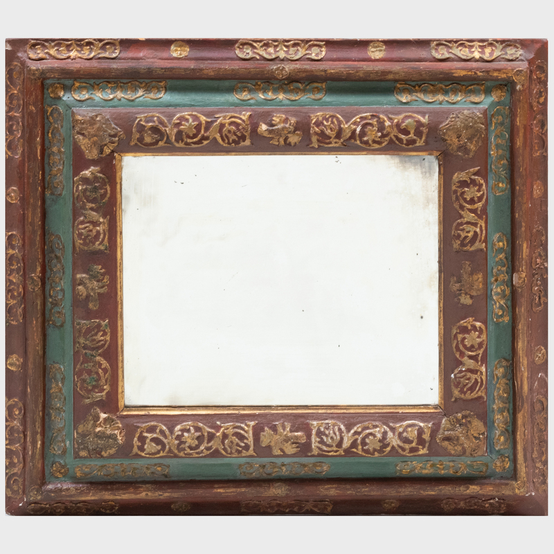 Appraisal: Spanish Colonial Baroque Polychrome Painted and Parcel-Gilt Frame Now mounted