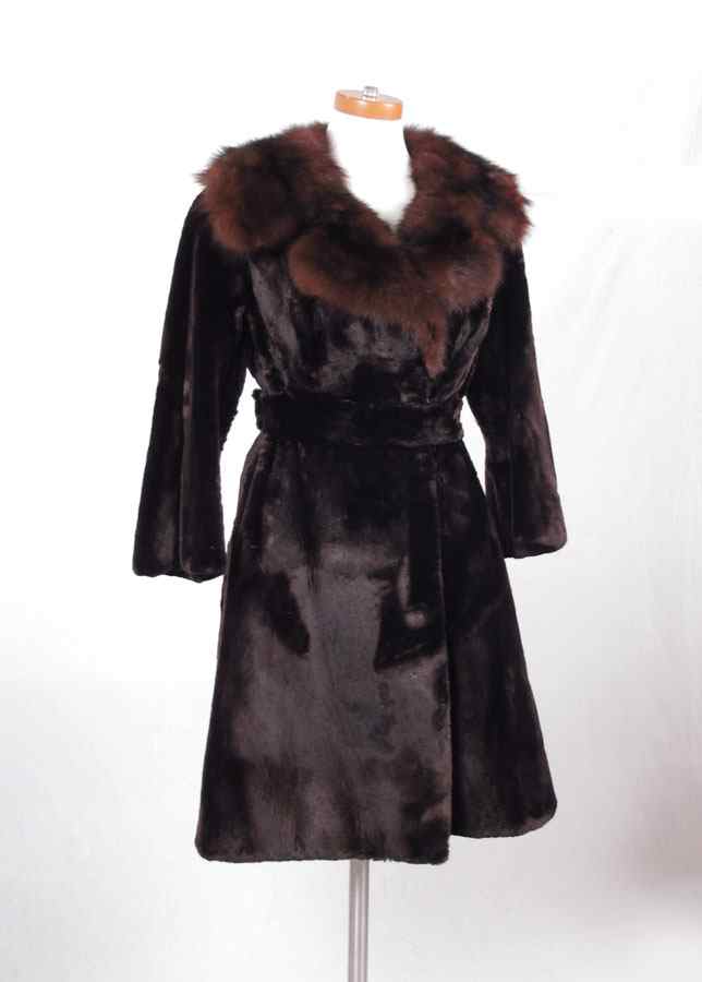 Appraisal: FULL LENGTH SEAL COAT WITH FOX COLLAR Dark brown seal