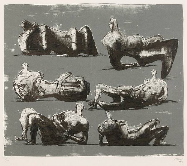 Appraisal: Henry Moore British - Six Reclining Figures C Lithograph in