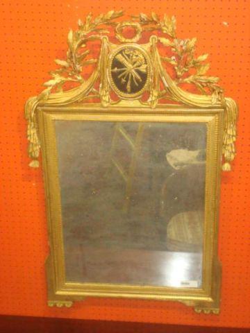 Appraisal: Louis XVI Giltwood Mirror with Ornate Crown