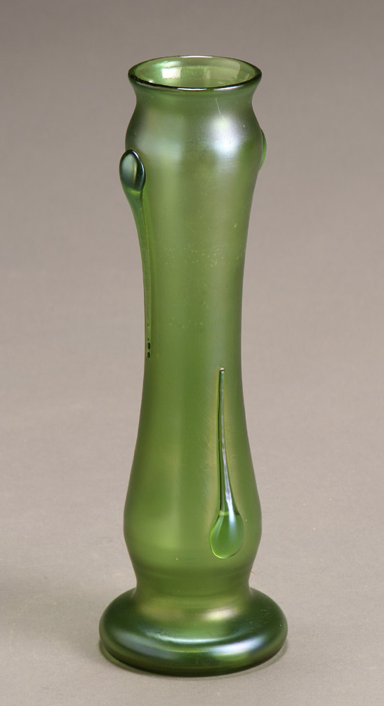 Appraisal: Loetz Iridescent Green Glass Vase First Quarter th Century Having