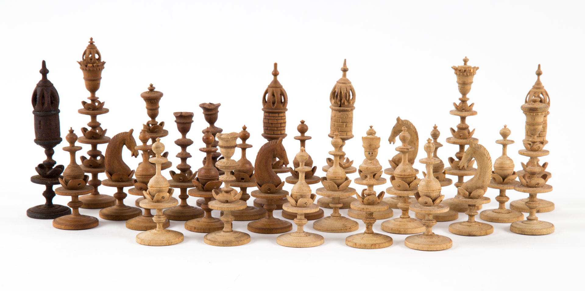 Appraisal: assorted Chinese Export carved wood chessman Undernumber