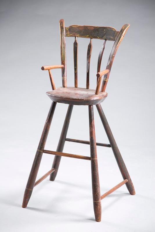 Appraisal: HIGH CHAIR Arrow back chair with paint decoration h w