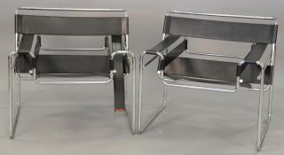 Appraisal: Pair of Wassily chairs by Knoll Marcel Breuer designer wd