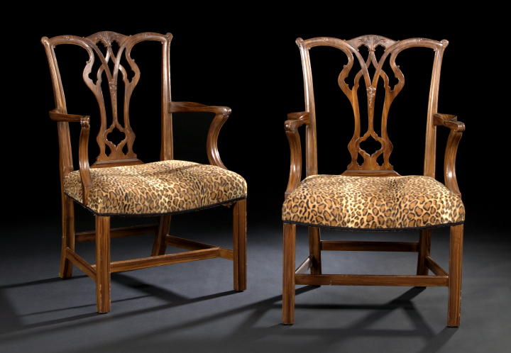 Appraisal: Pair of George III-Style Faux-Bois Armchairs early th century each