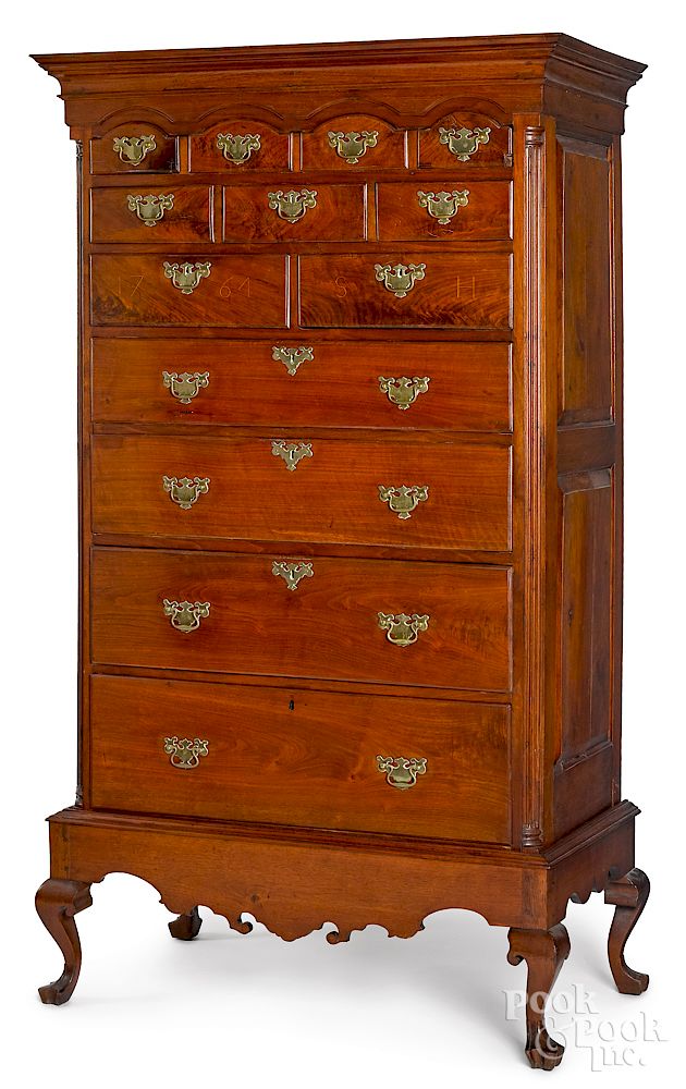 Appraisal: Queen Anne walnut tall chest of drawers Exclusive on Bidsquare