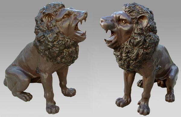 Appraisal: PAIR LARGE CAST METAL LIONS '' h x '' x