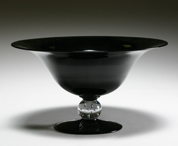 Appraisal: Morgantown or Pairpoint black controlled bubble console bowl