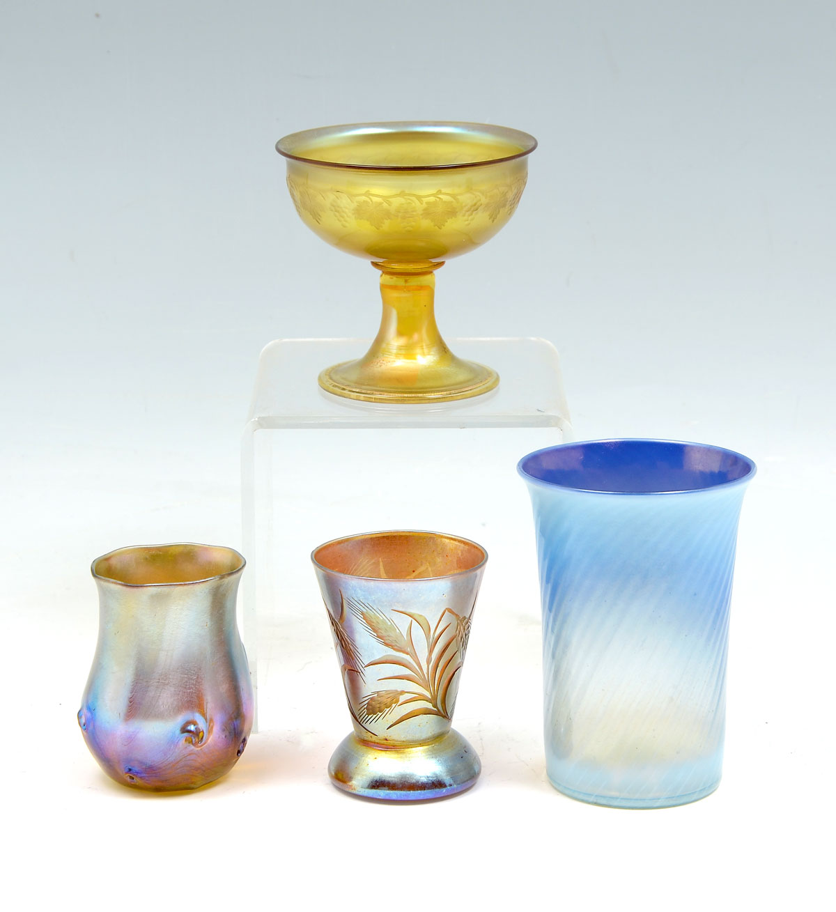 Appraisal: PC TIFFANY ART GLASS COLLECTION Comprising - Sherbert having an