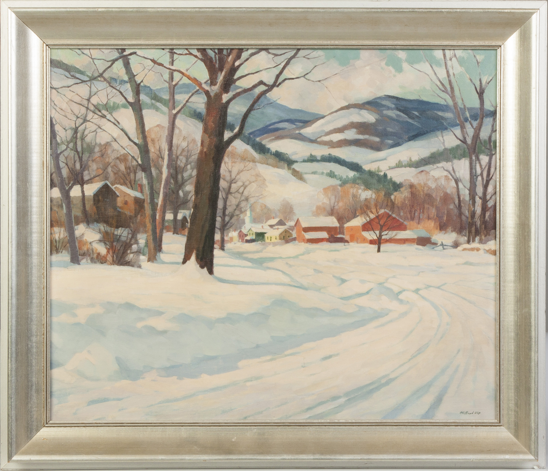 Appraisal: Clifford M Ulp Rochester NY - Village in Winter Sgn