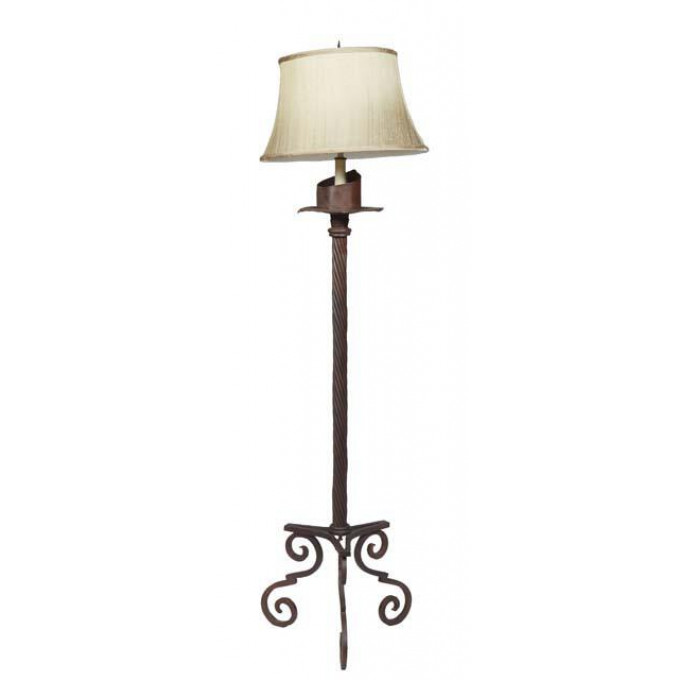 Appraisal: Wrought Iron Candlestick Floor Lamp th c with an iron