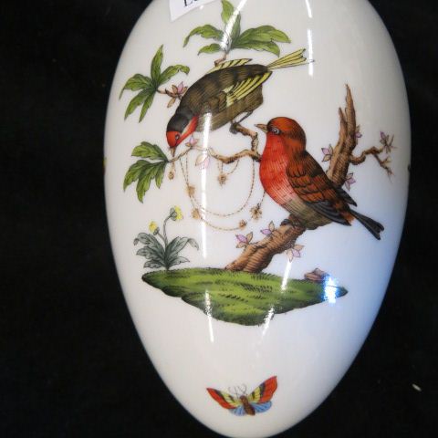 Appraisal: Herend Rothschild Porcelain Egg Box bird butterfly insect decor x