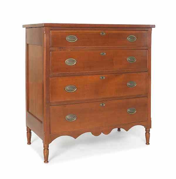 Appraisal: Pennsylvania Sheraton cherry chest of drawers early th c h