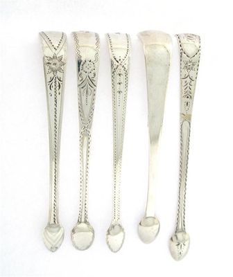 Appraisal: A collection of five pairs of George III silver sugar