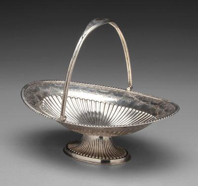 Appraisal: English silver basket oval with reeded bowl gadroon border swing