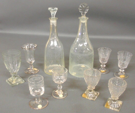 Appraisal: - Eight wine glasses some th c tallest h and