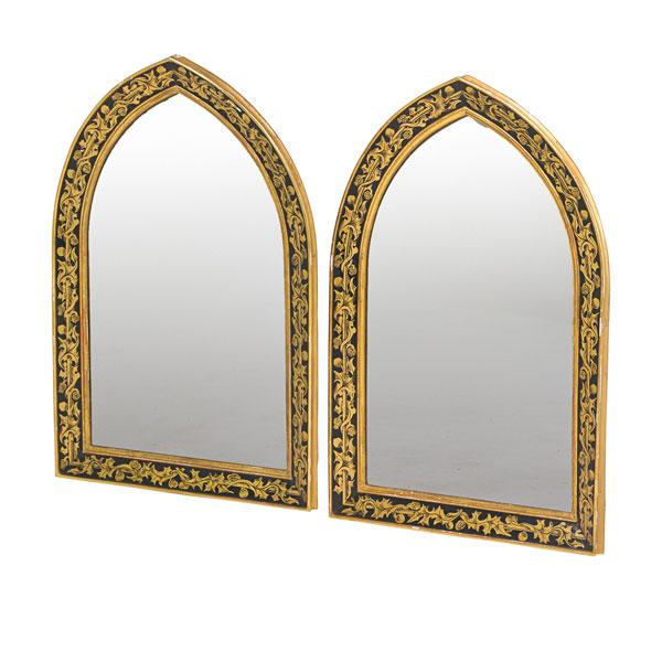 Appraisal: PAIR OF GOTHIC REVIVAL MIRRORS Giltwood probably Italian th c