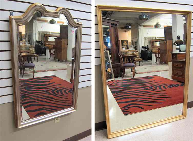 Appraisal: TWO DECORATOR WALL MIRRORS the first rectangular shape '' by