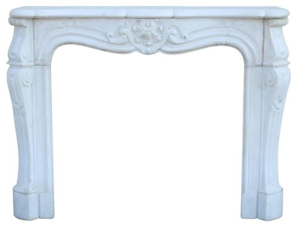 Appraisal: Louis XV style marble fireplace surround some small chipping to