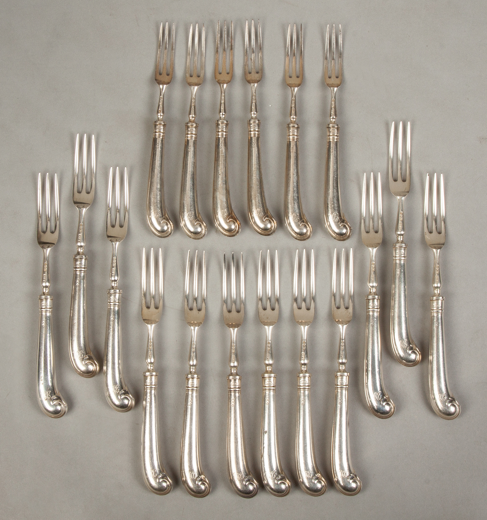 Appraisal: Sterling Silver Forks forks L forks L Monogrammed ozt Makers