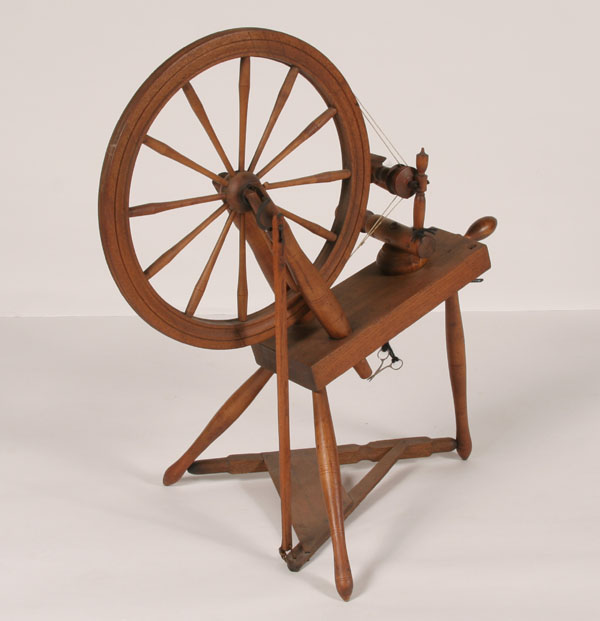 Appraisal: Primitive double drive spinning wheel treadle mechanism H x L