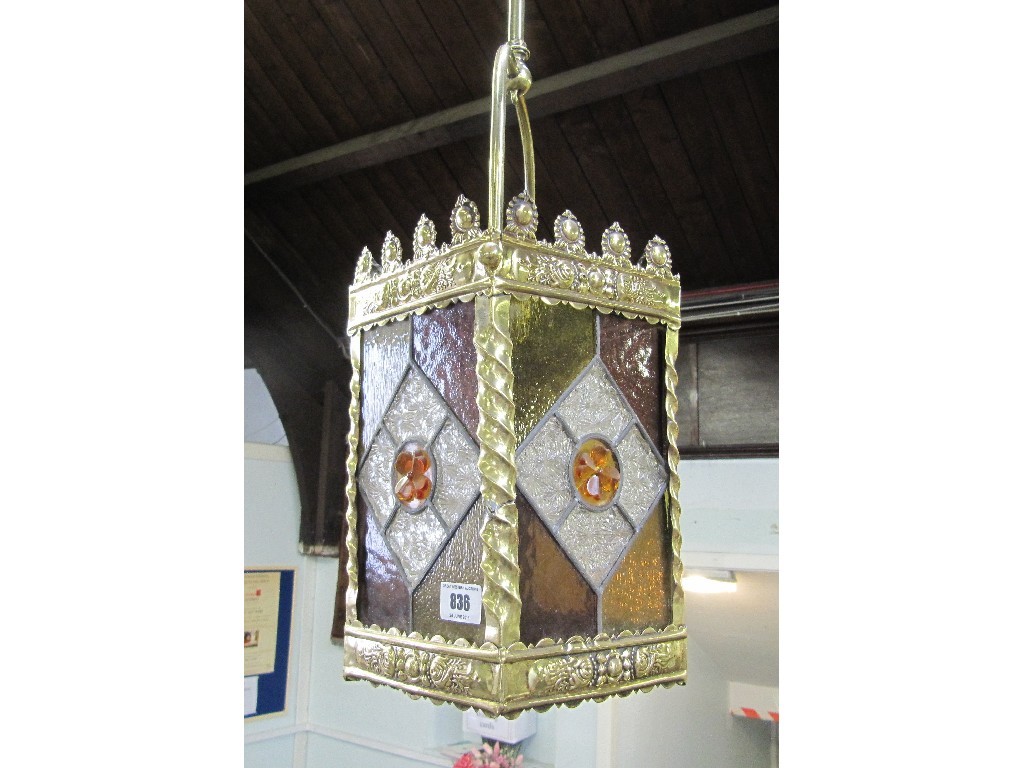 Appraisal: Brass lantern style ceiling light