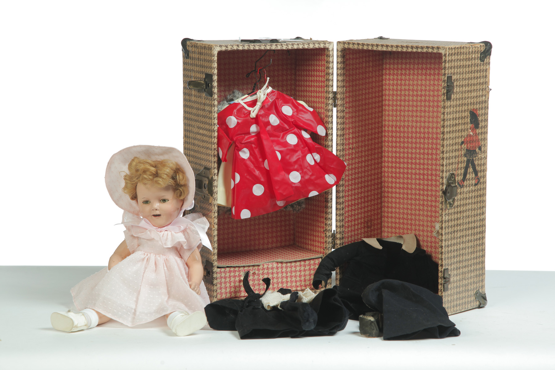 Appraisal: SHIRLEY TEMPLE DOLL WITH TRUNK BOX American nd quarter- th