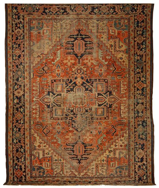 Appraisal: ORIENTAL RUG HERIZ ' x ' Central gabled medallion and