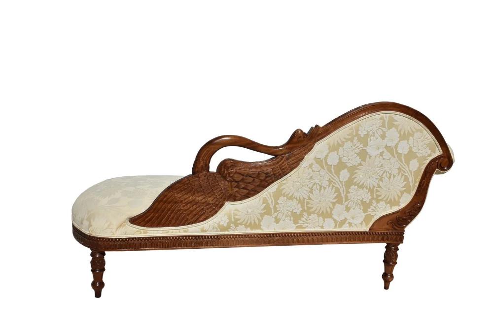 Appraisal: AMERICAN EMPIRE STYLE MAHOGANY RECAMIERModern The partially upholstered back with