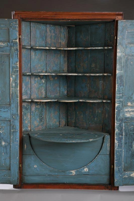 Appraisal: CORNER CUPBOARD Probably New England late th-early th century pine